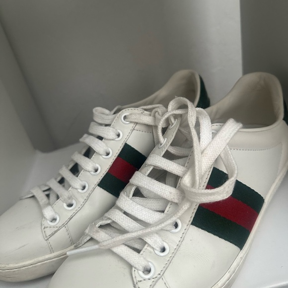 White Sneakers with Red and Green Stripe - Picture 1 of 13